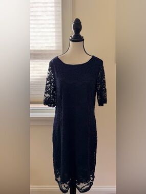 Navy Blue Lace Dress